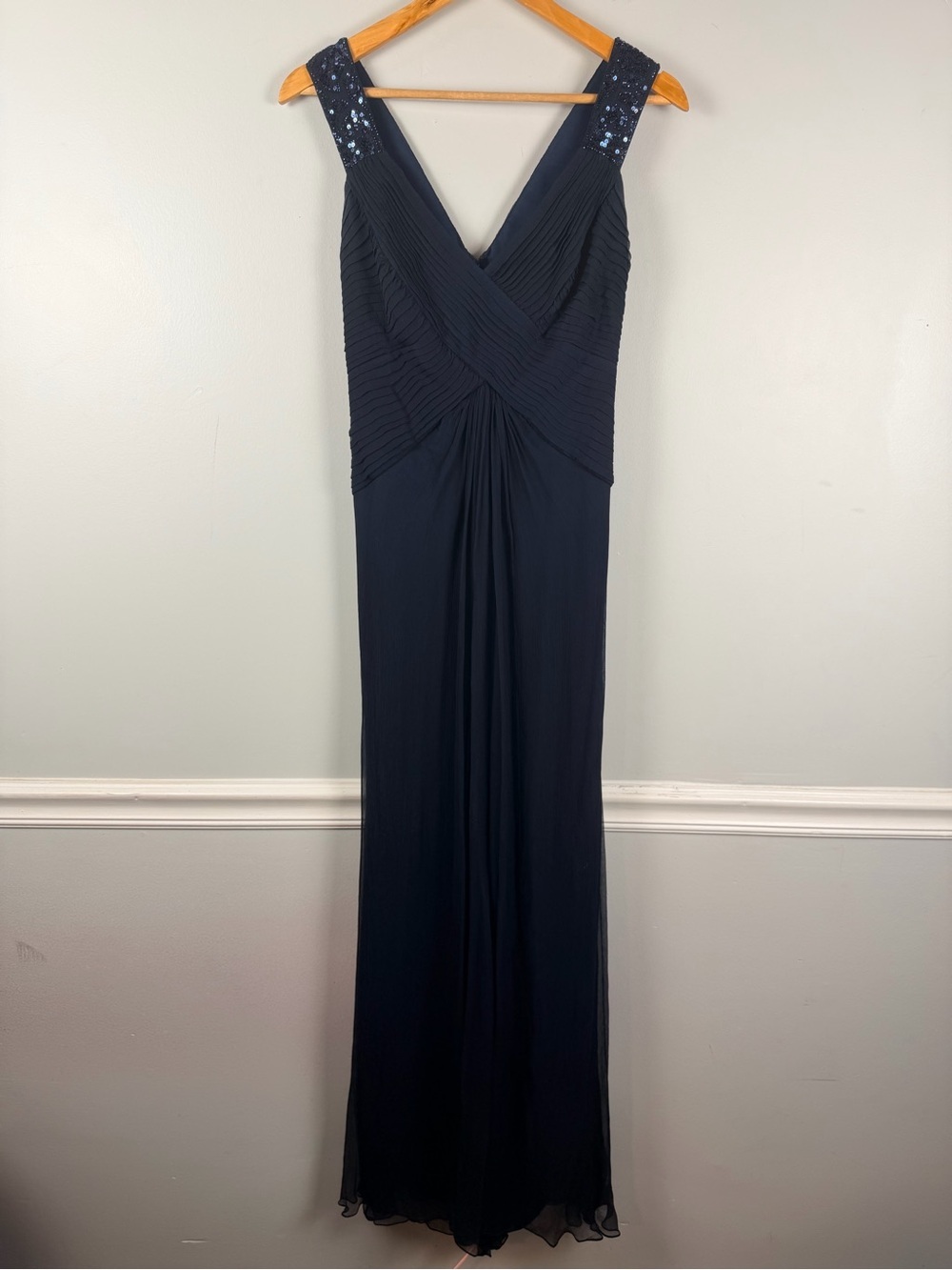 Tadashi Collection Blue Silk Sequin Maxi dress size 4